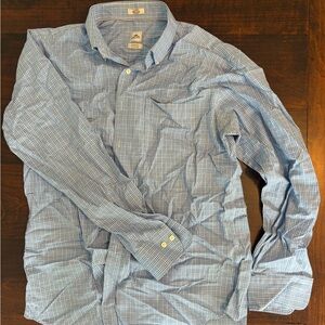 Peter Millar Men's Blue Checkered Button Down Shirt